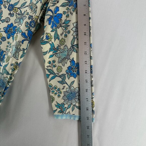 Lands' End Top Womens Sz M/L 10-12 Floral 3/4 Sleeve Stretch Nylon Blend Blue - Picture 10 of 11